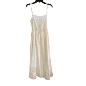 Lily Rose Smocked Bodice White Maxi Dress Adjustable Straps New